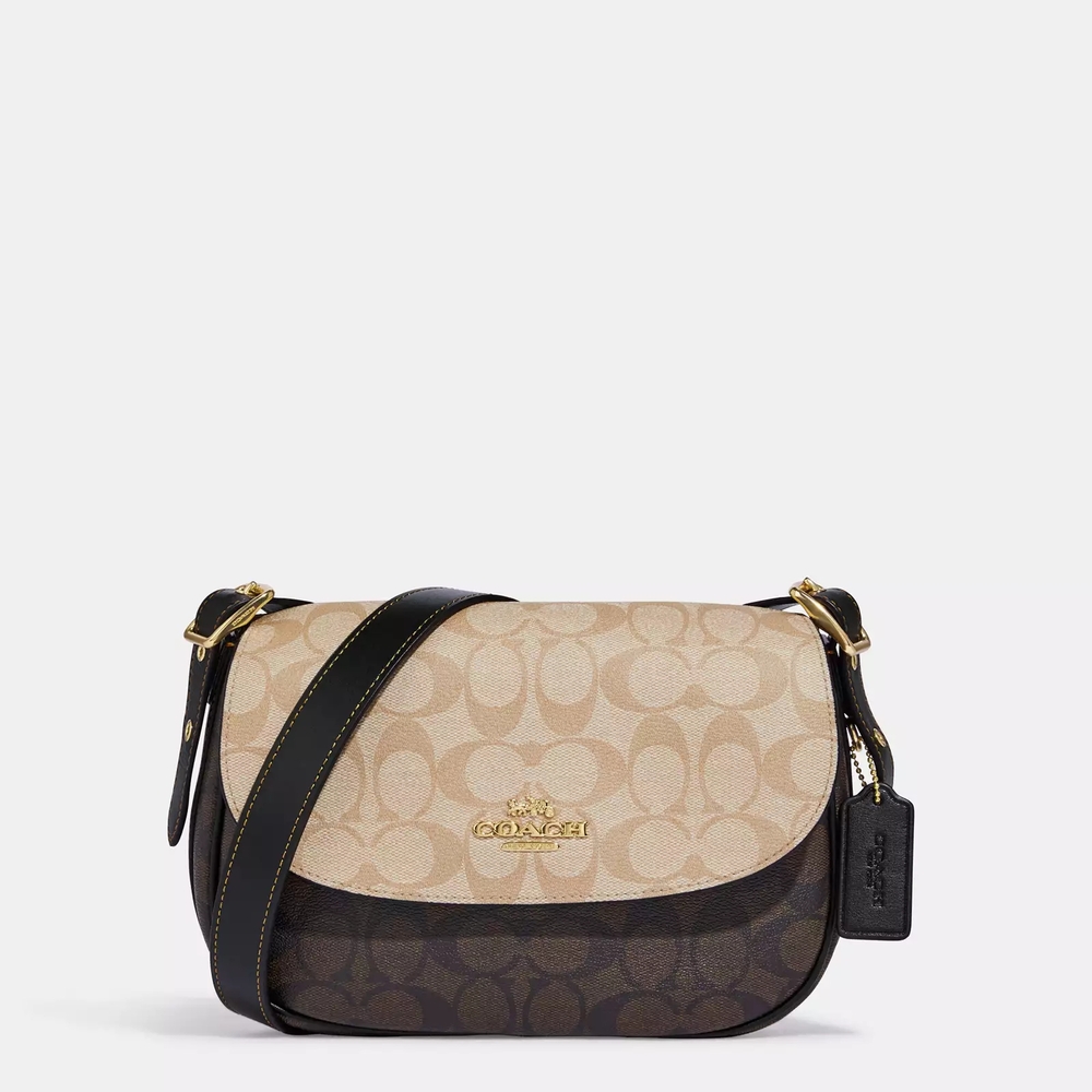 Coach Signature Canvas Saddle Bag - Black and Brown